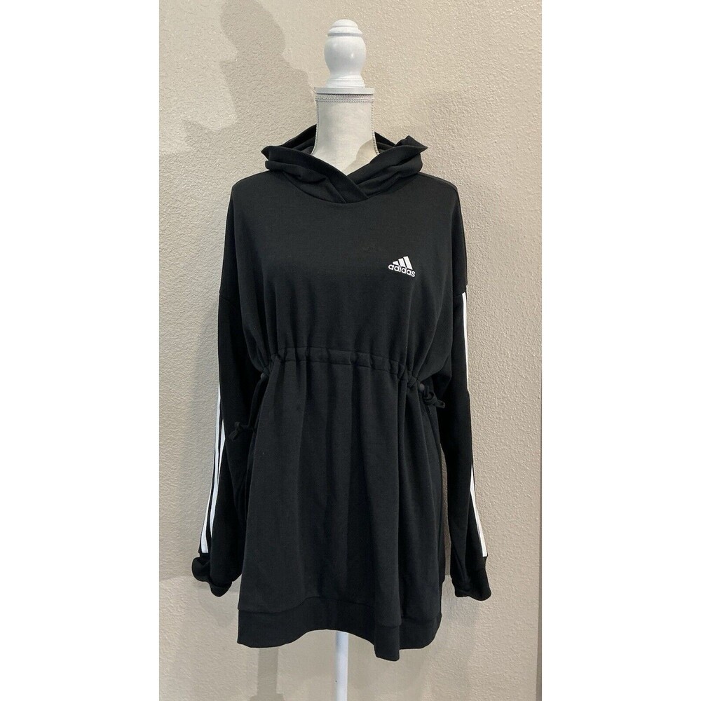 Adidas Cotton 3-Stripes Maternity Hoodie Women's Black Hooded Sweatshirt Large